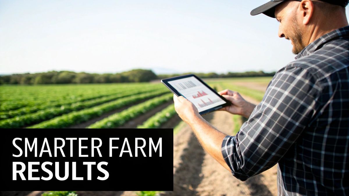 A drone flying over a vast green field, showcasing farm automation technology in action.